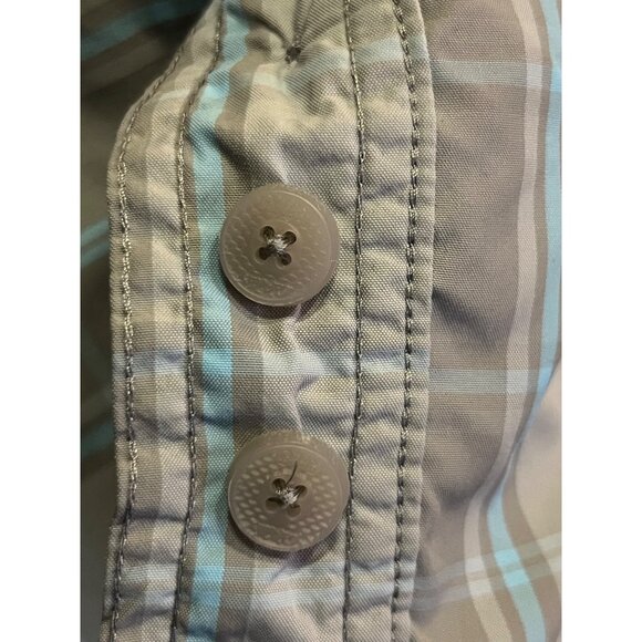 Cabela’s Guidewear Shirt Men’s 2XL Gray Blue Plaid Nylon UPF 50 Fishing Hiking - Picture 12 of 16